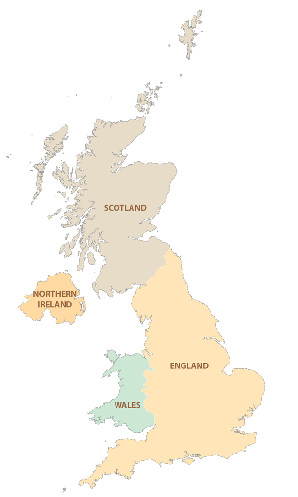 Bản đồ các quốc gia Vương quốc Anh