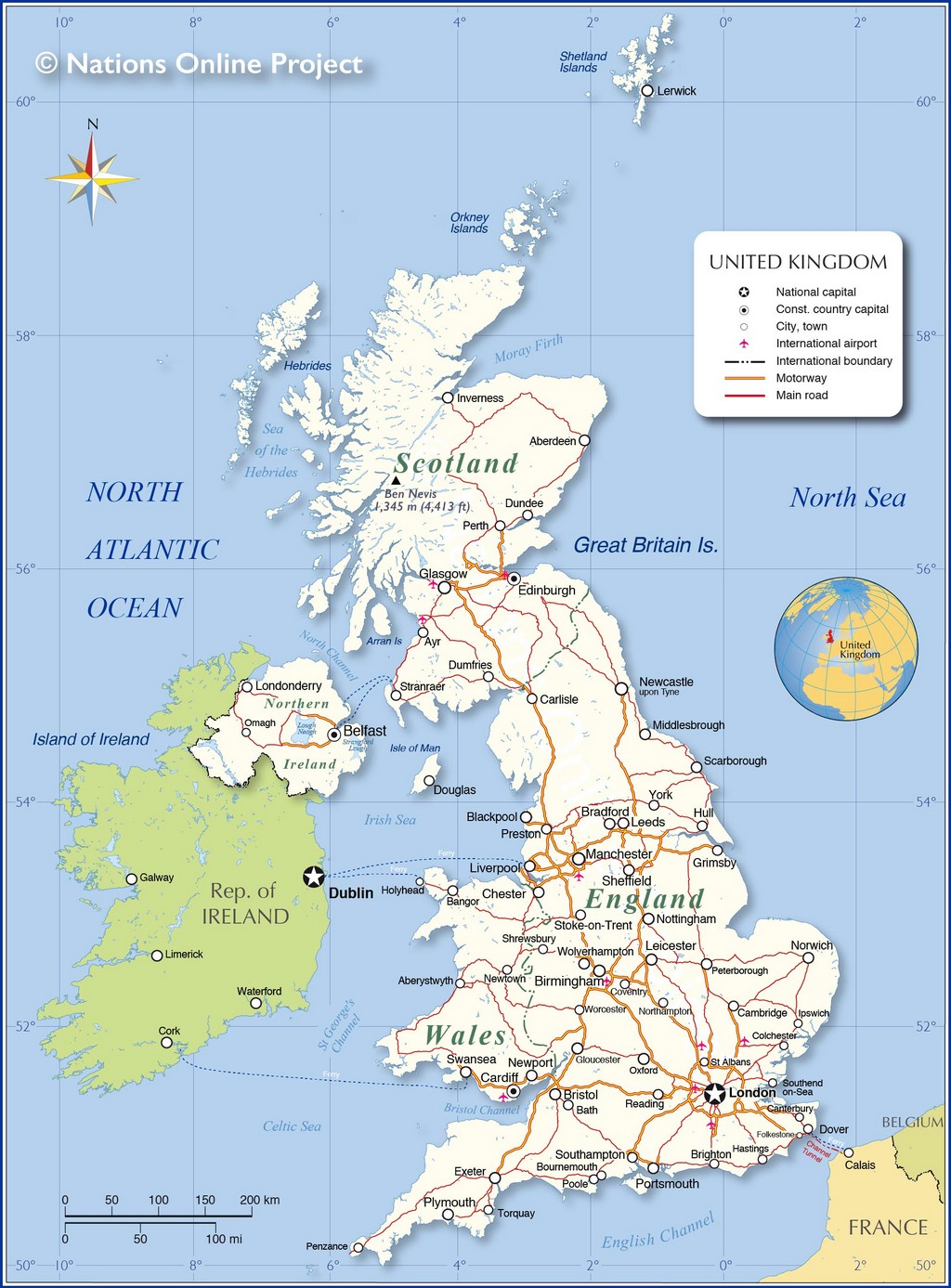 Bản đồ hành chính của Vương quốc Liên hiệp Anh và Bắc Ireland