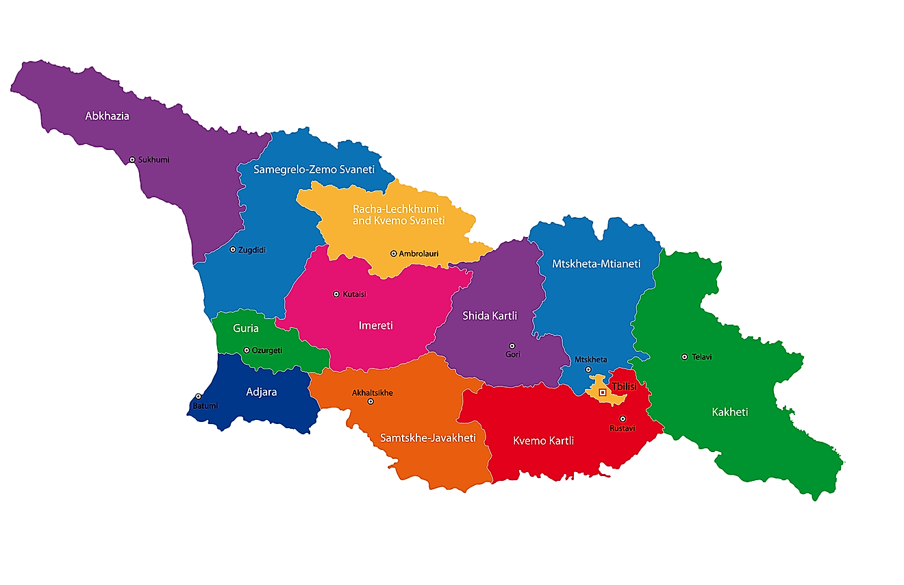 Các khu vực của Georgia Bản đồ