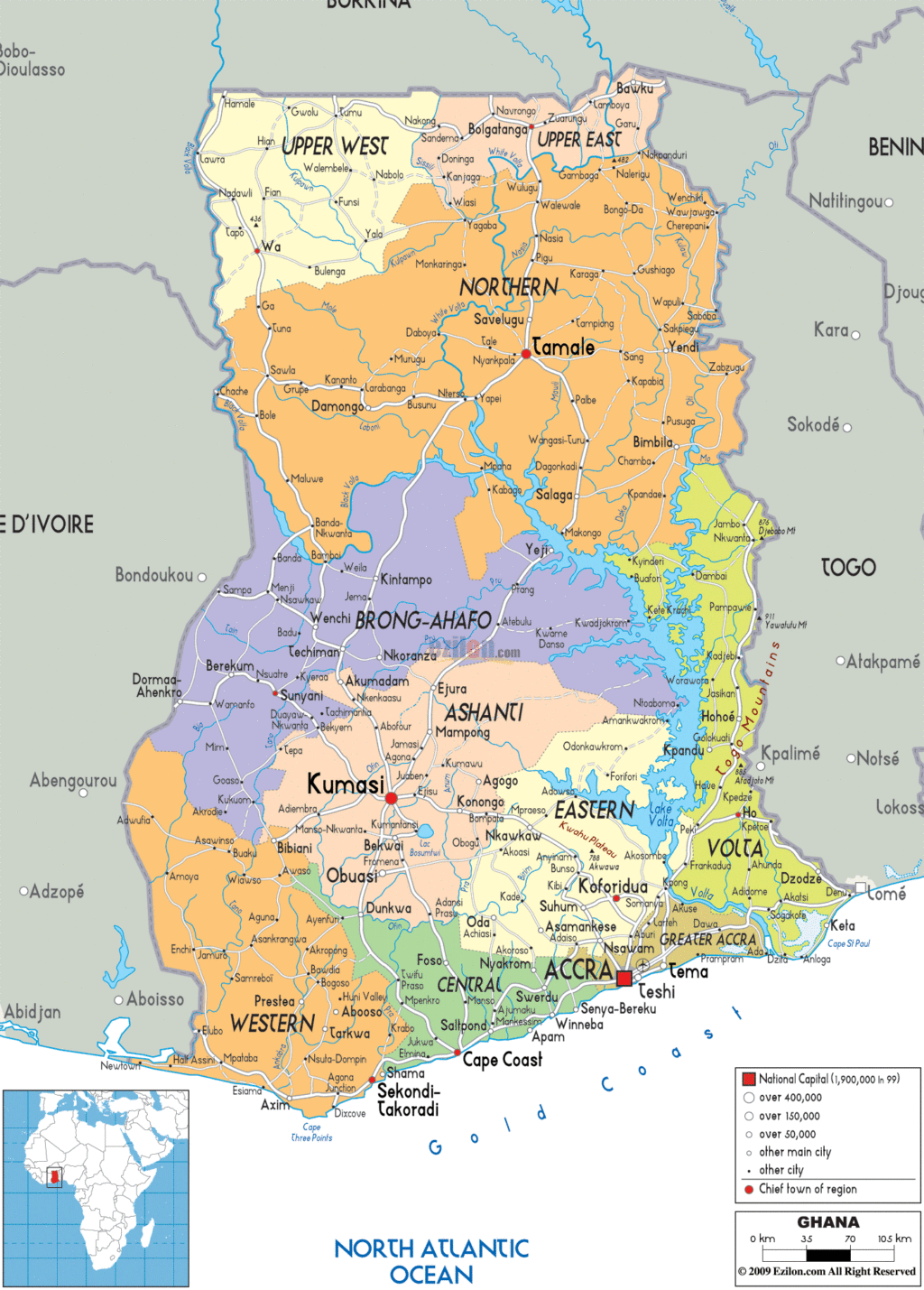 Bản đồ hành chính Ghana