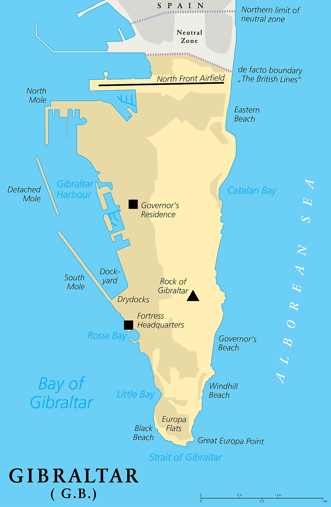 Bản đồ hành chính của Gibraltar