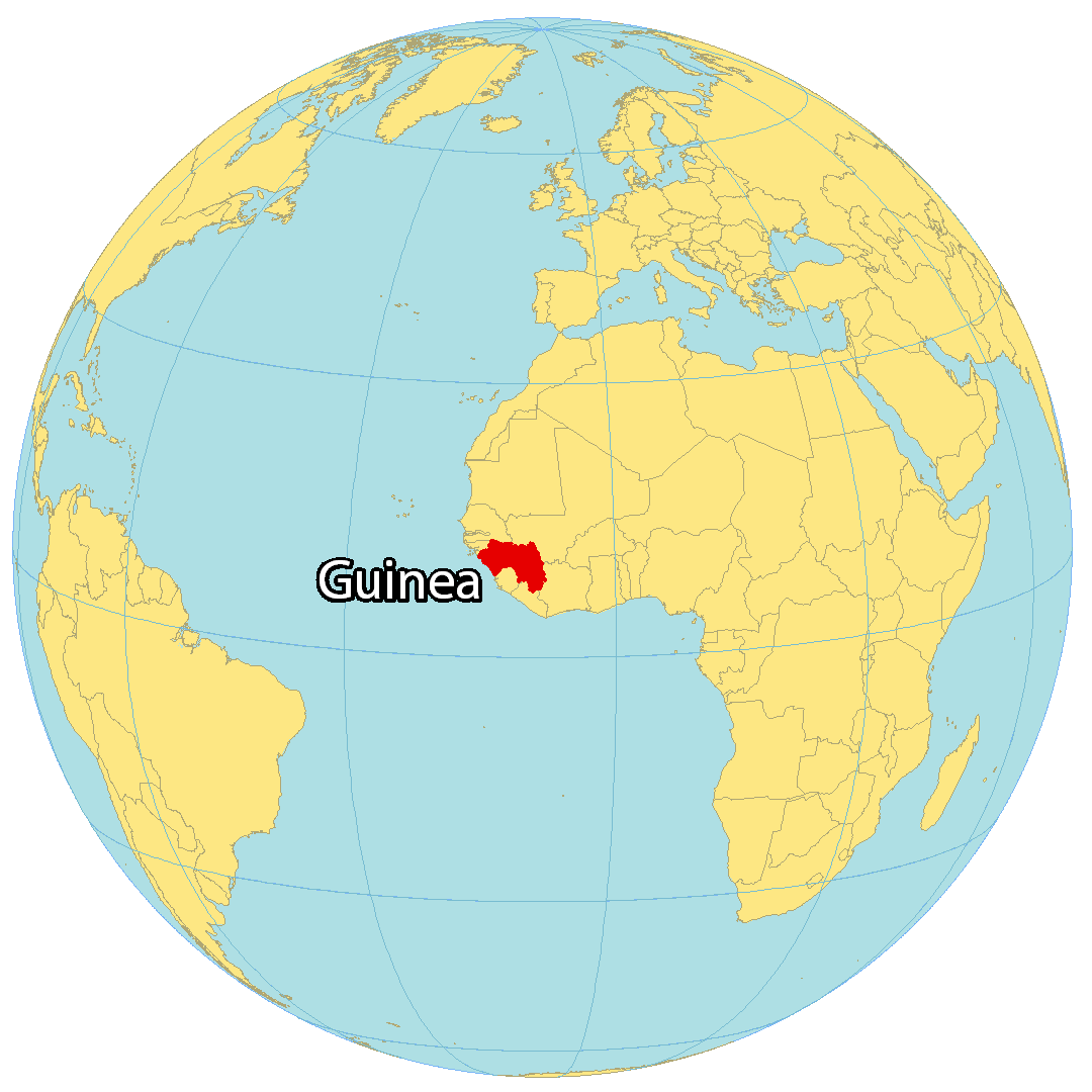 Bản đồ vị trí của Guinea. Nguồn: gisgeography.com