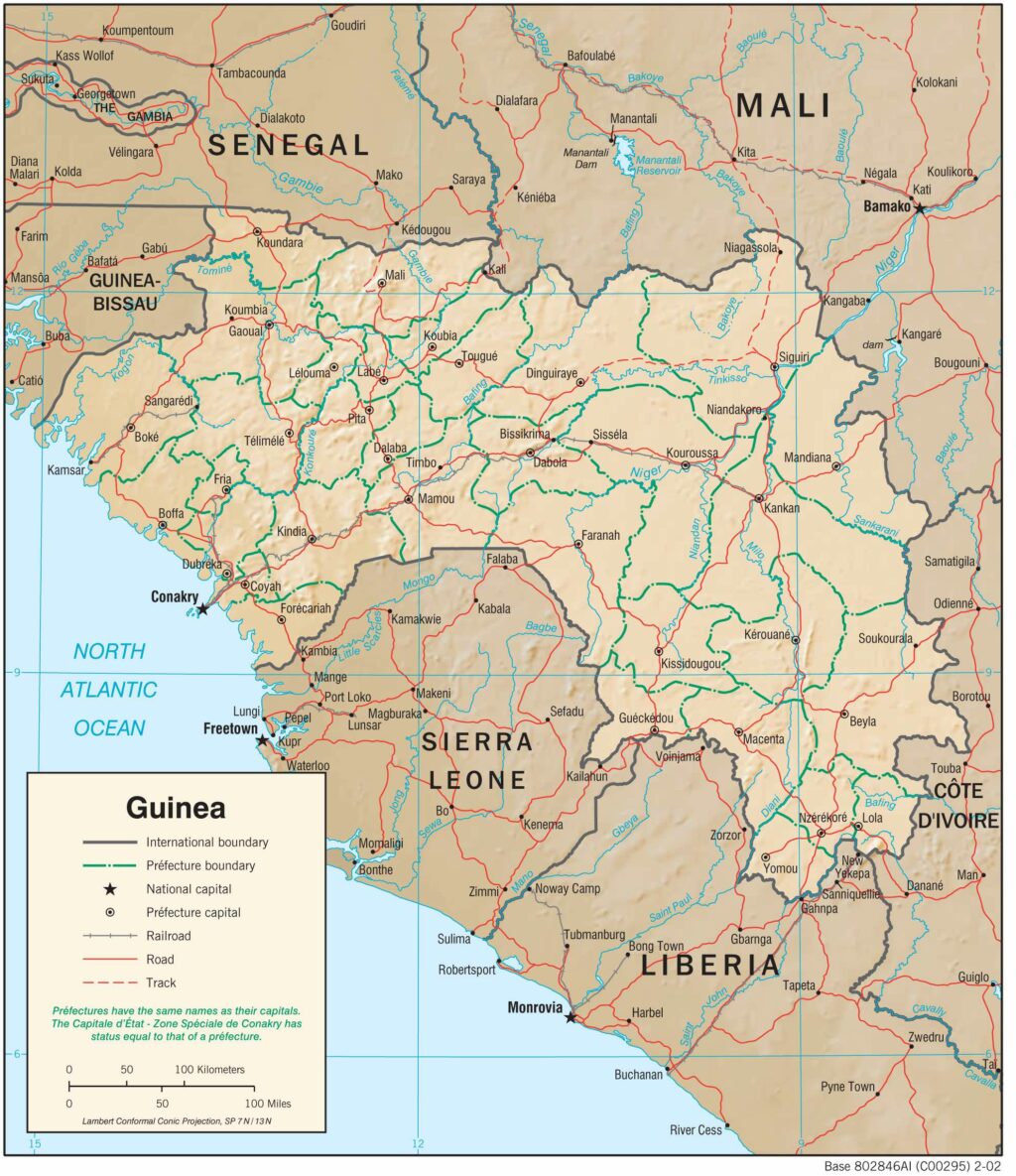 Bản đồ vật lý Guinea