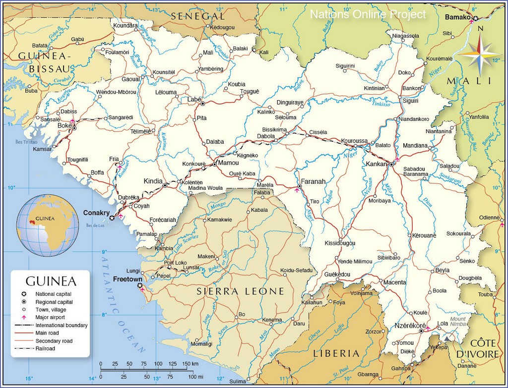 Bản đồ hành chính của Guinea