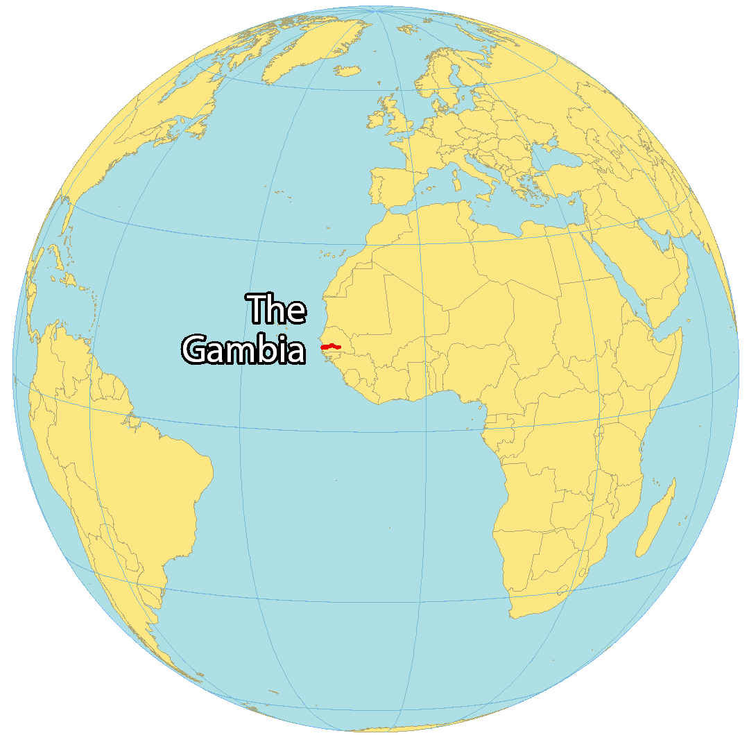 Bản đồ vị trí của Gambia. Nguồn: gisgeography.com