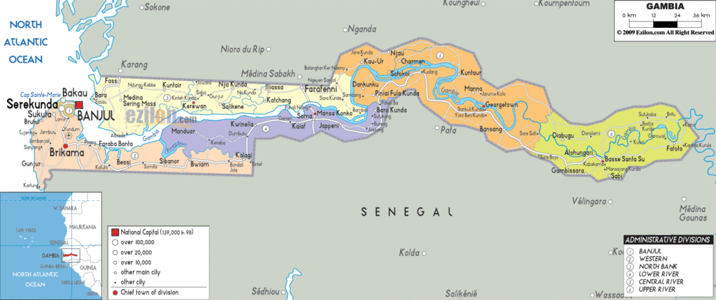 Bản đồ hành chính Gambia