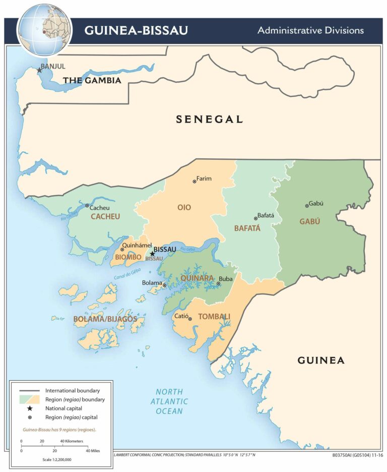 Bản đồ hành chính Guinea-Bissau khổ lớn