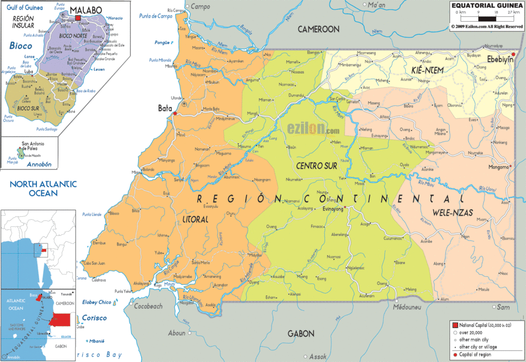 Bản đồ hành chính Guinea Xích đạo