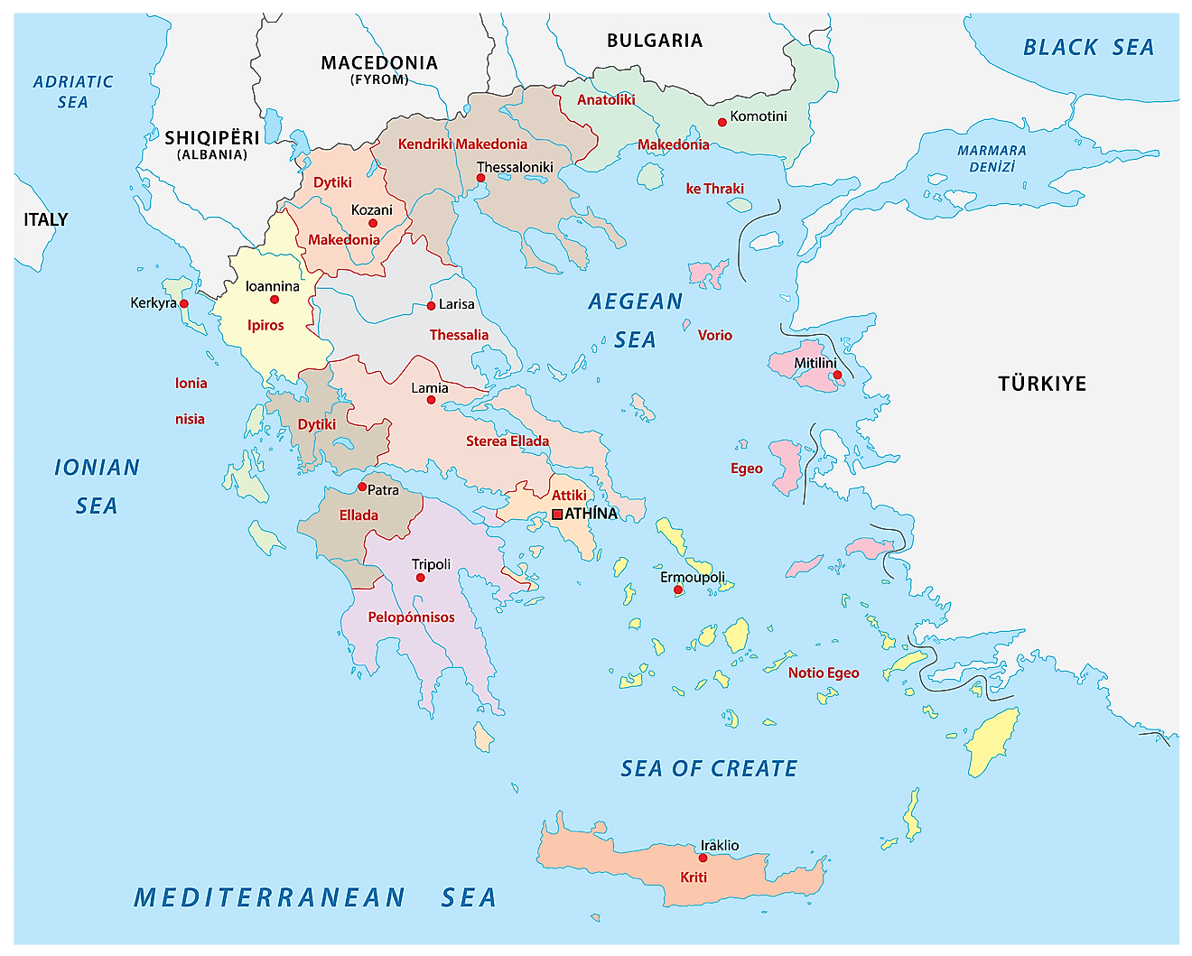 Các khu vực của Hy Lạp Bản đồ