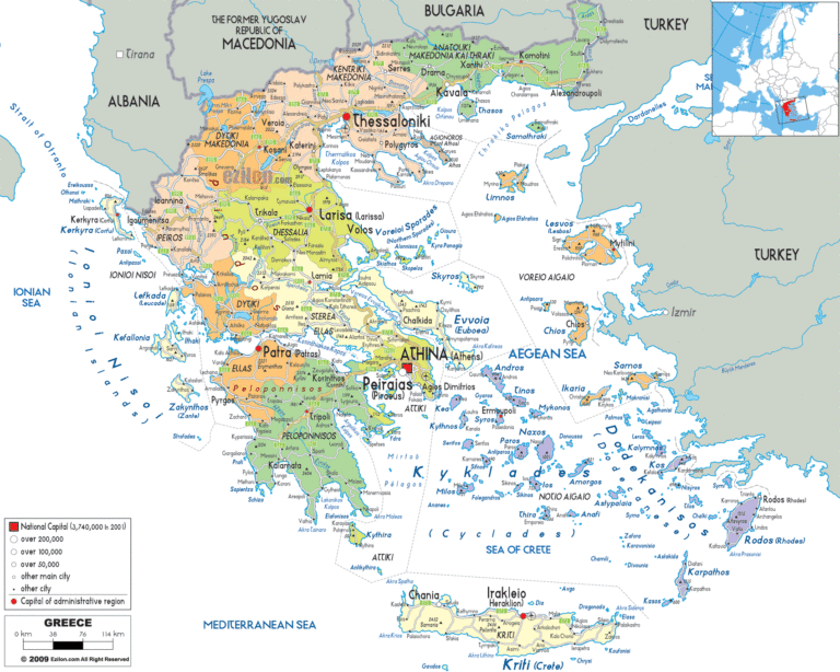 Bản đồ hành chính Hy Lạp khổ lớn