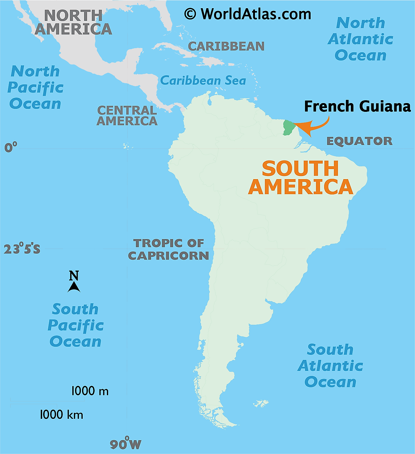 Bản đồ vị trí của Guiana thuộc Pháp