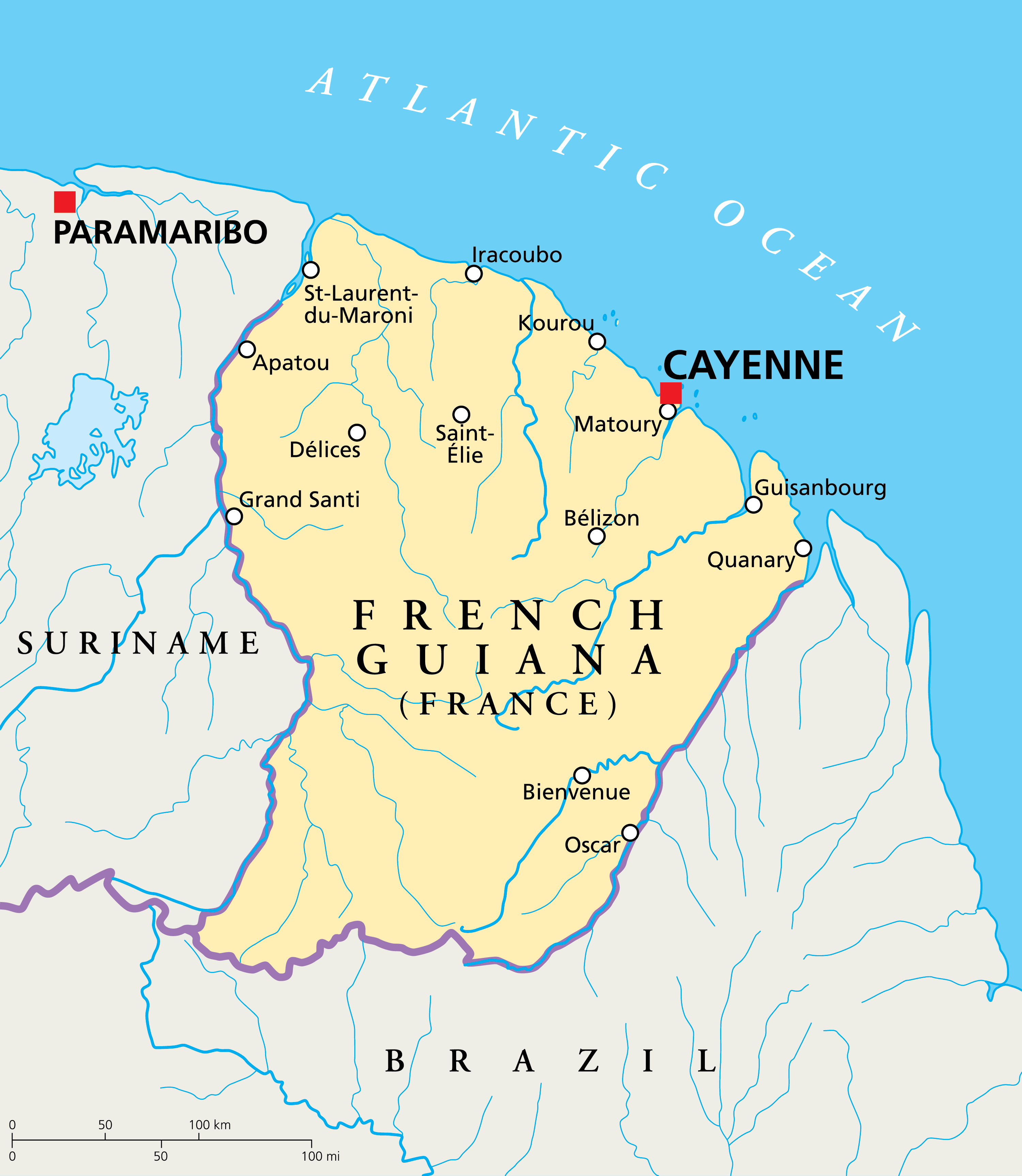 Bản đồ hành chính Guiana thuộc Pháp
