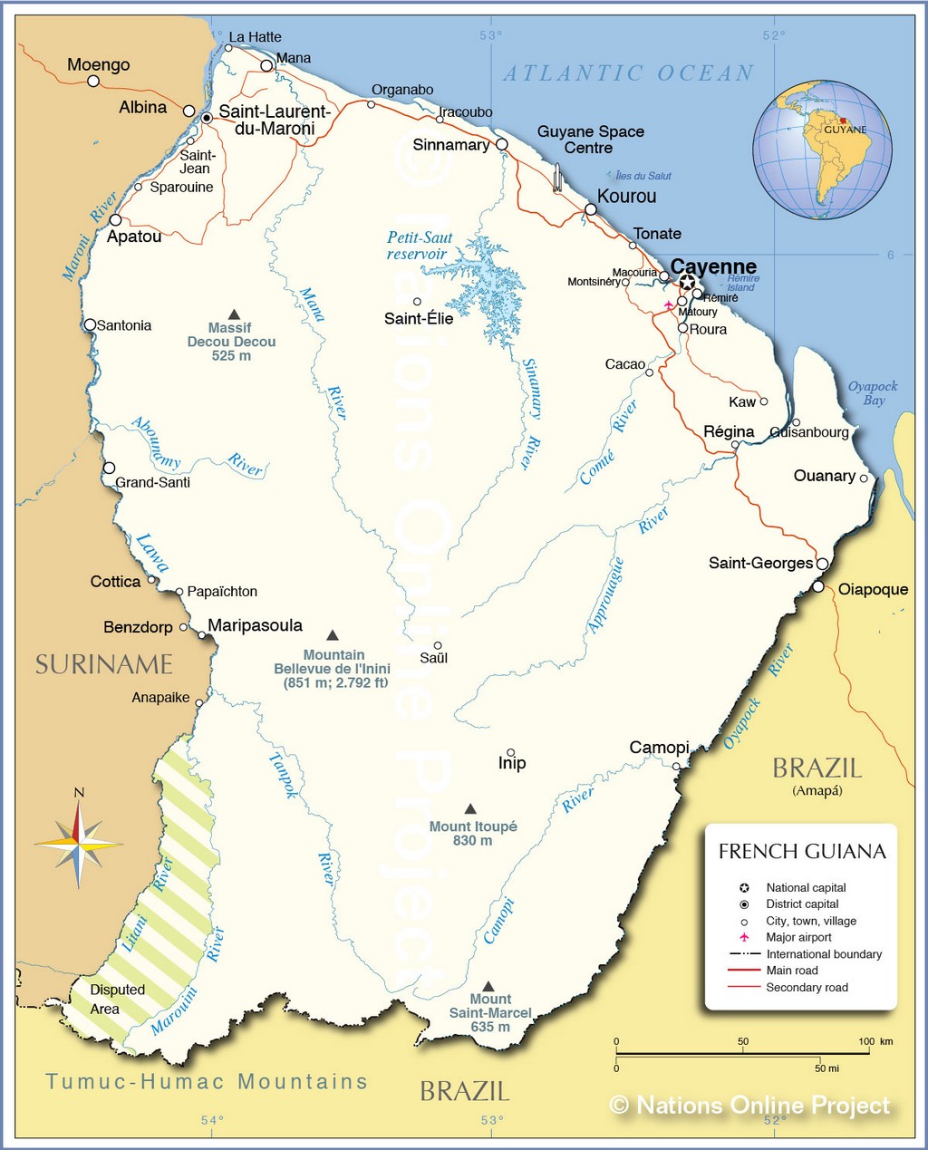 Bản đồ hành chính của Guiana thuộc Pháp
