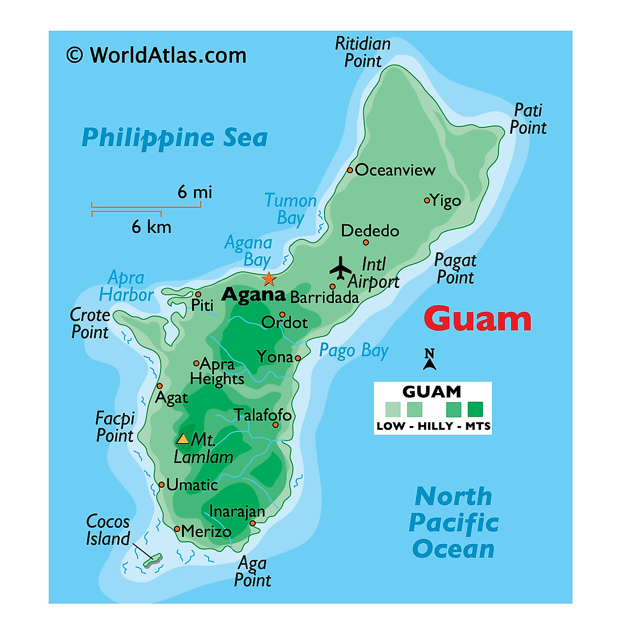 Bản đồ vật lý của Guam