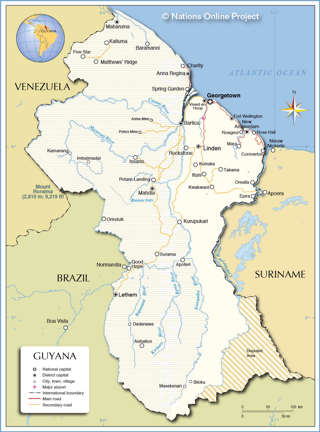 Bản đồ hành chính của Guyana