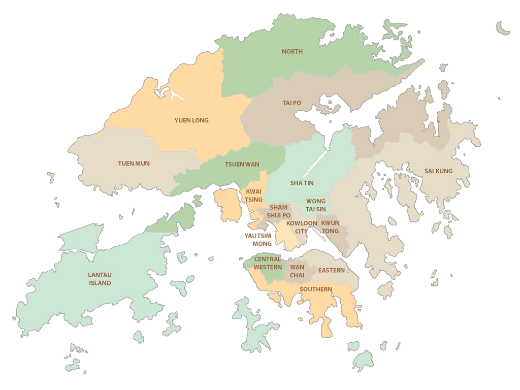 Bản đồ các quận Hồng Kông
