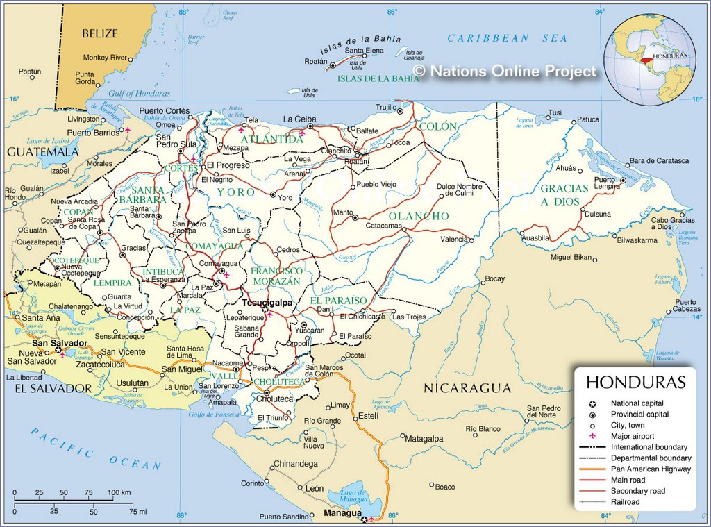 Bản đồ hành chính của Honduras