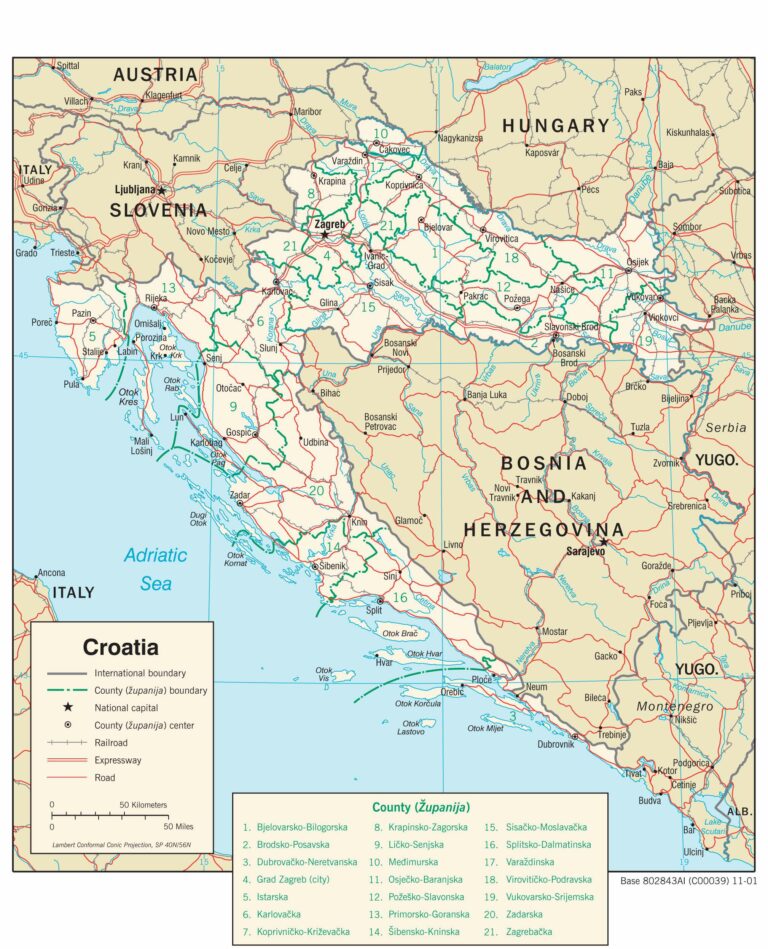 Bản đồ giao thông Croatia