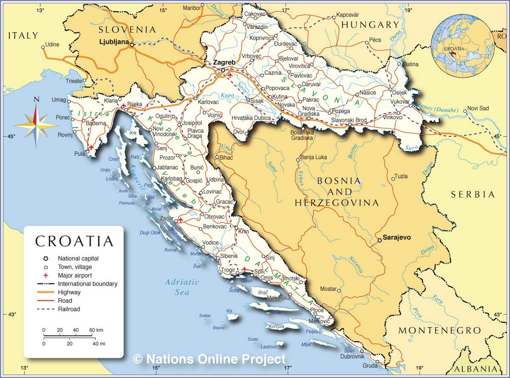 Bản đồ hành chính của Croatia