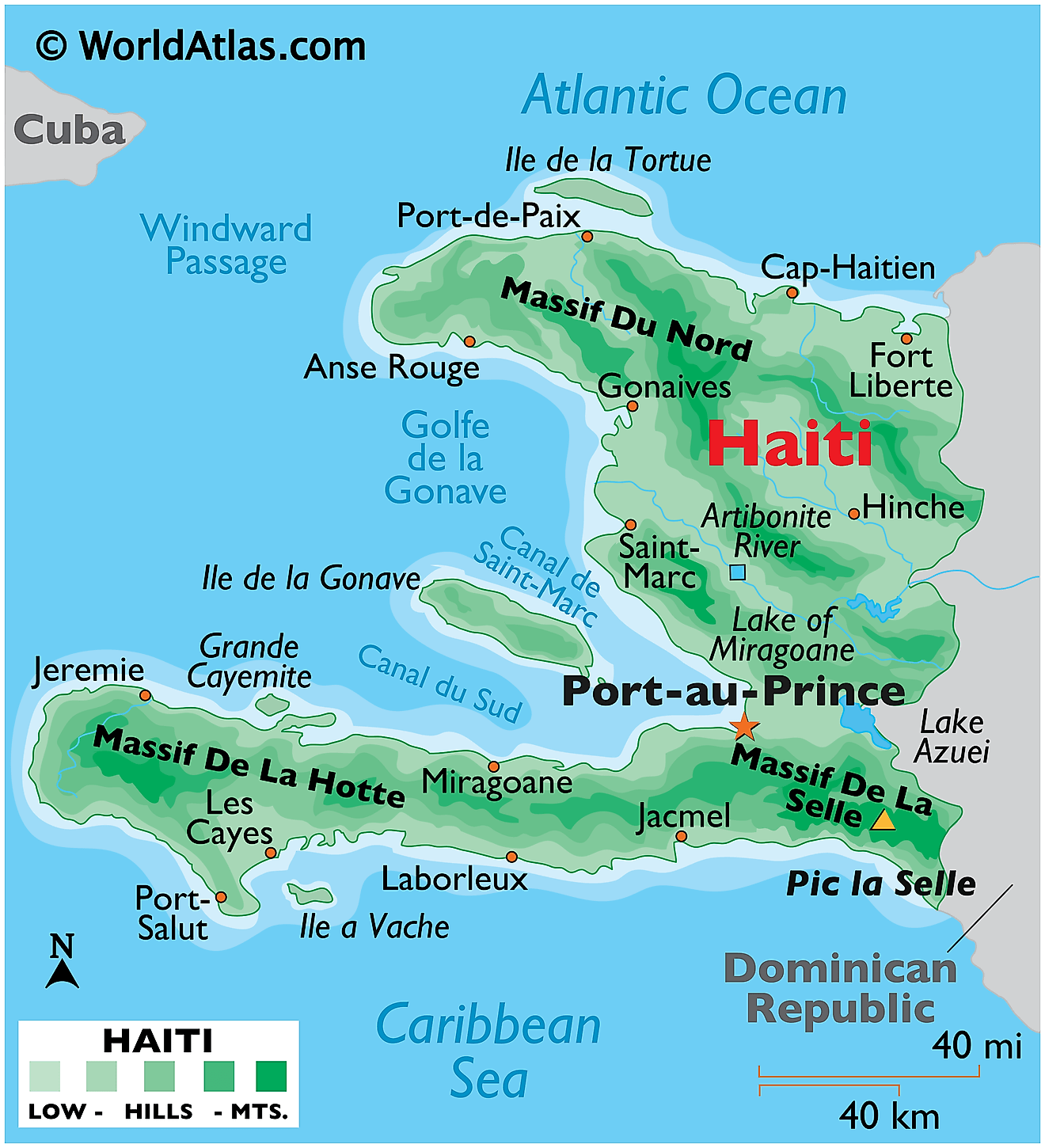 Bản đồ vật lý của Haiti