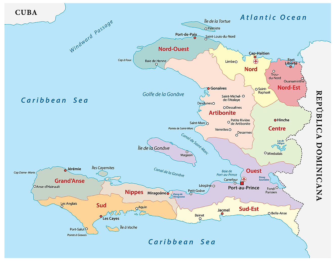 Bản đồ các tỉnh Haiti