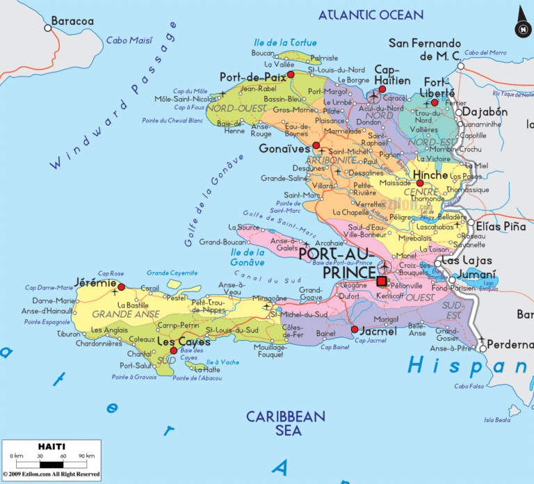 Bản đồ hành chính Haiti khổ lớn
