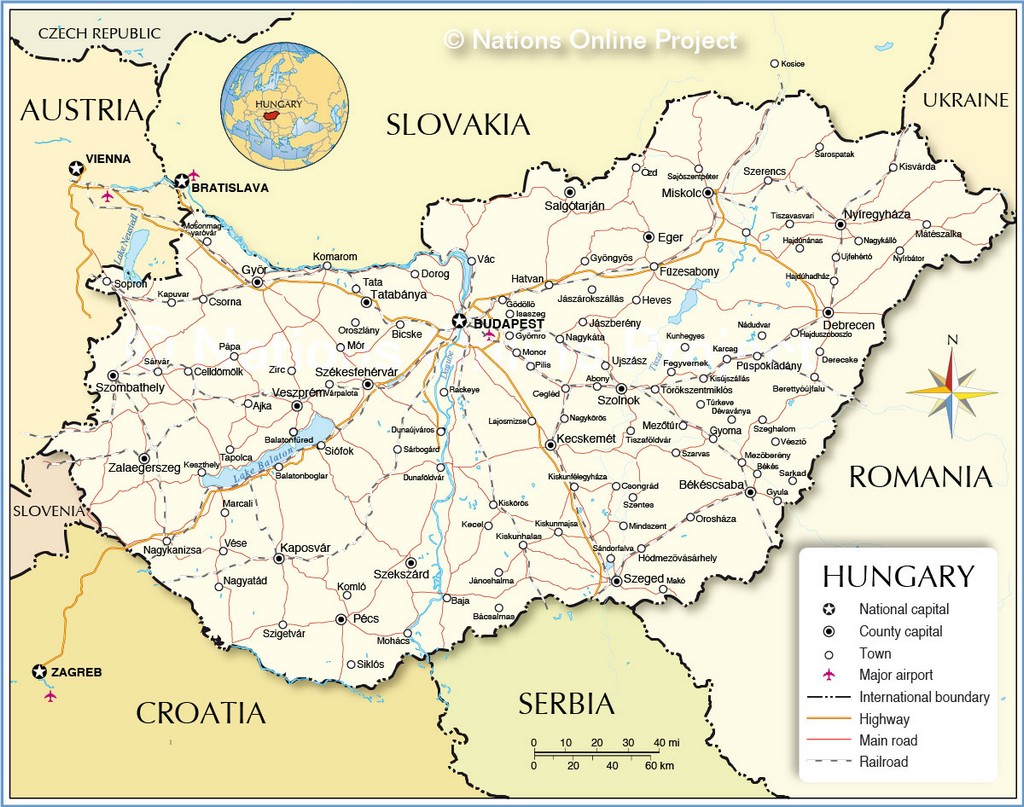Bản đồ hành chính của Hungary