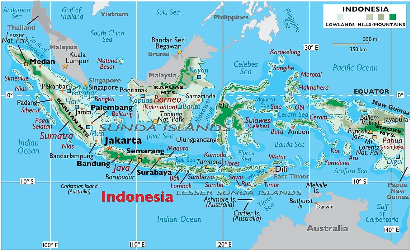 Bản đồ vật lý của Indonesia