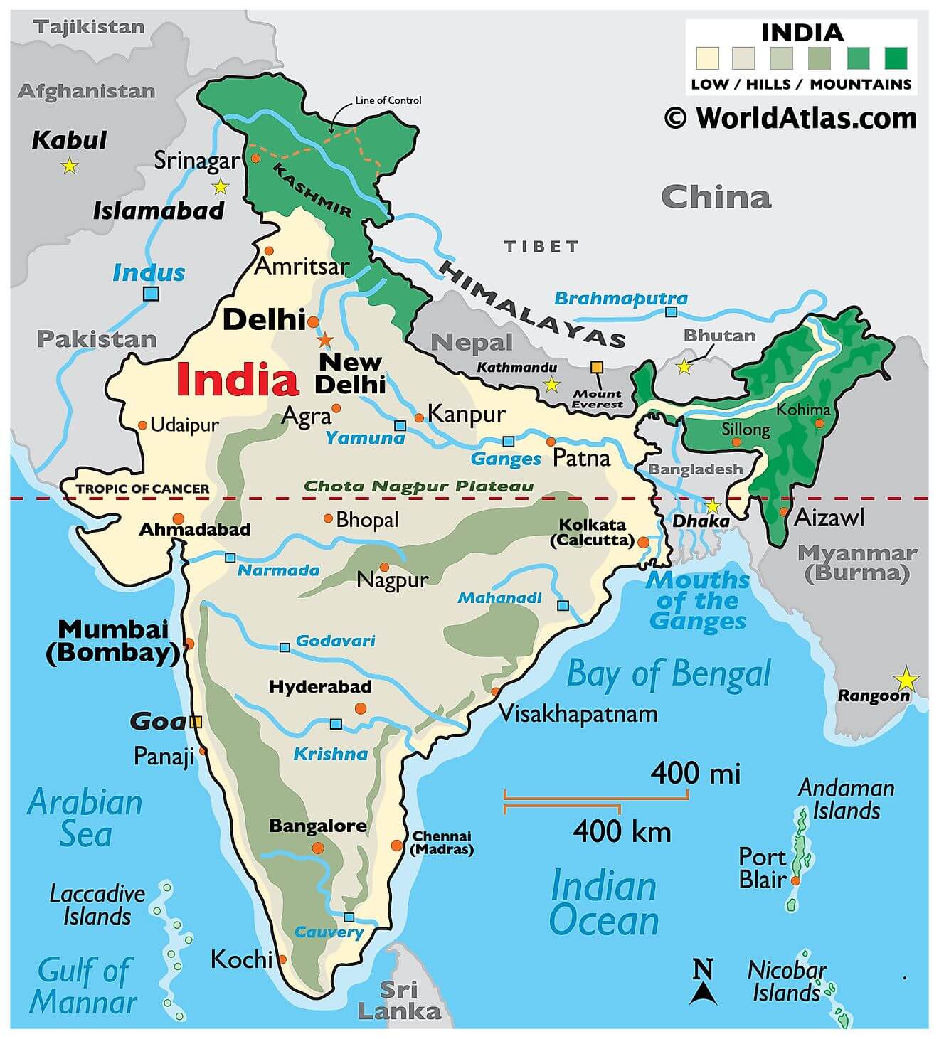 Bản đồ vật lý của Ấn Độ