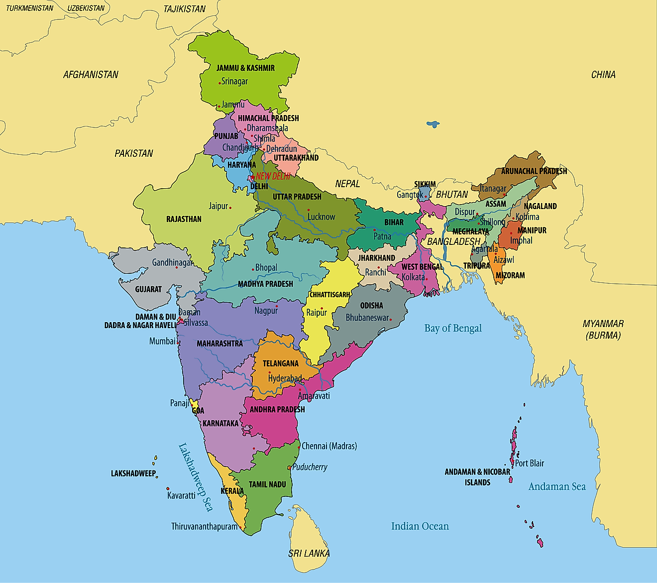States of India Map
