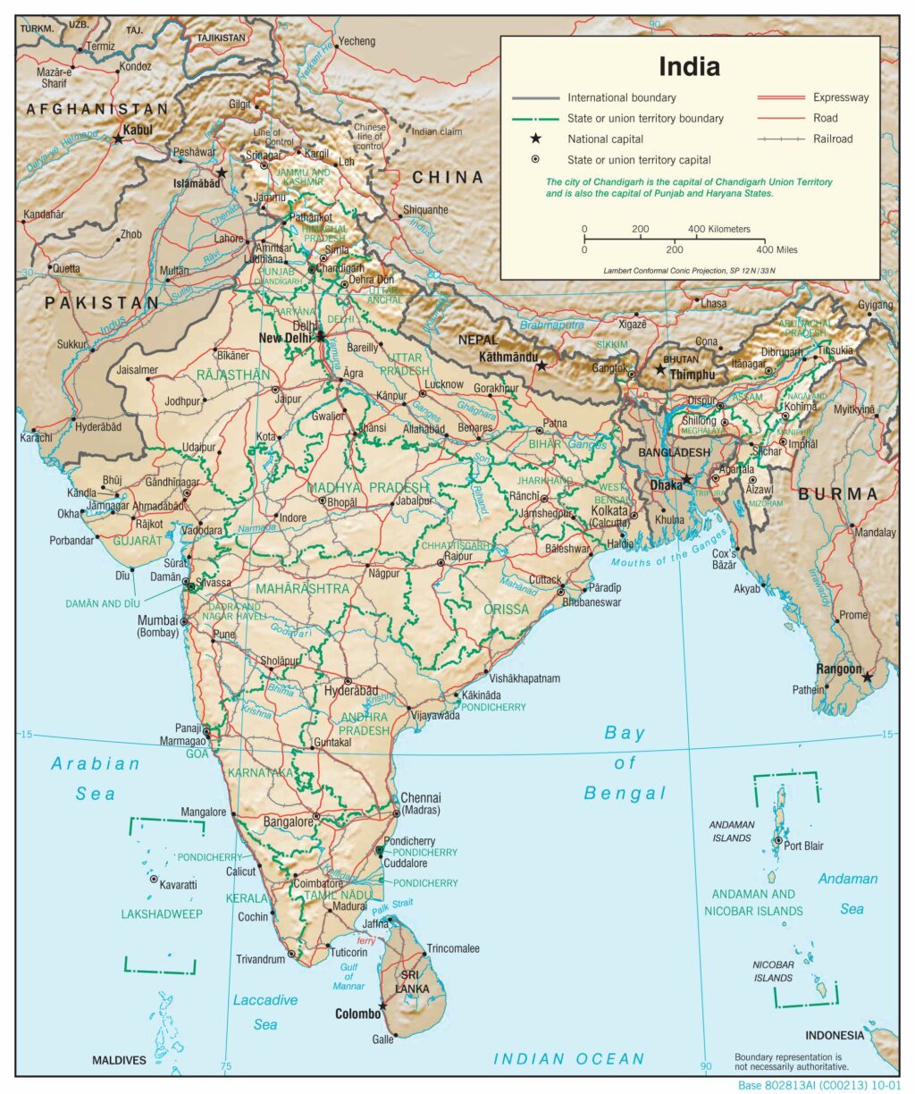 India physiography map.