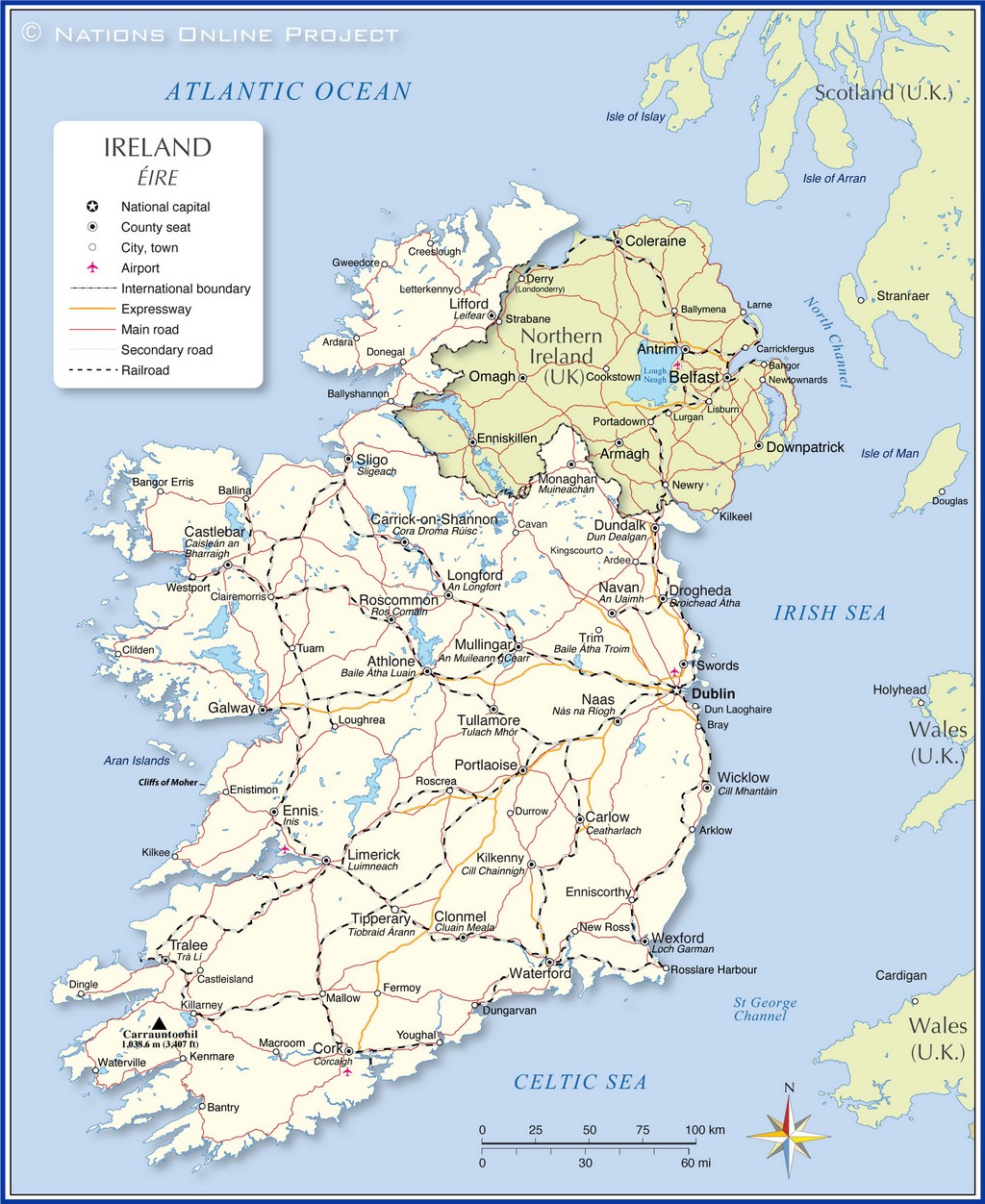 Bản đồ hành chính của Cộng hòa Ireland