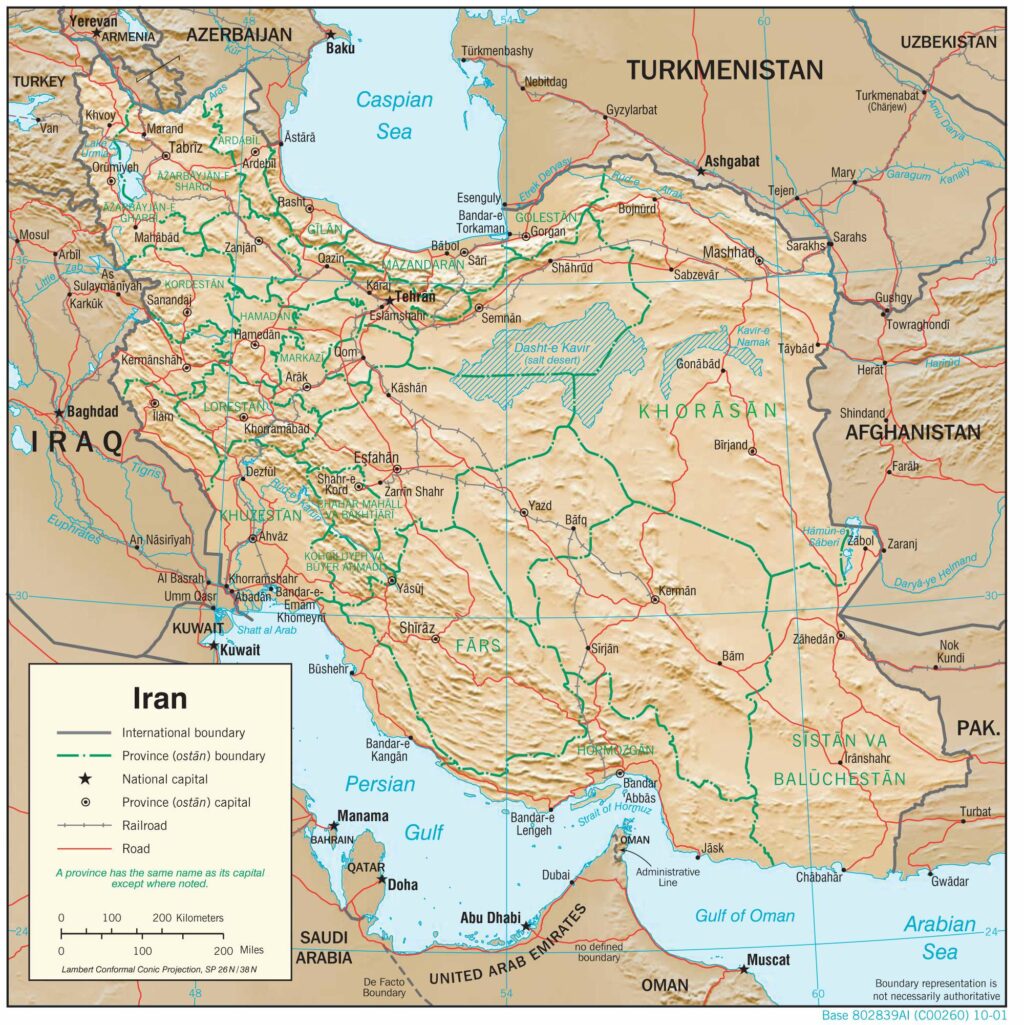 Bản đồ vật lý Iran