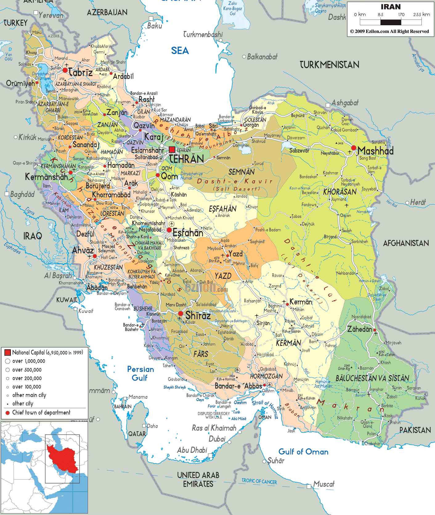 Political Map Of Iran 