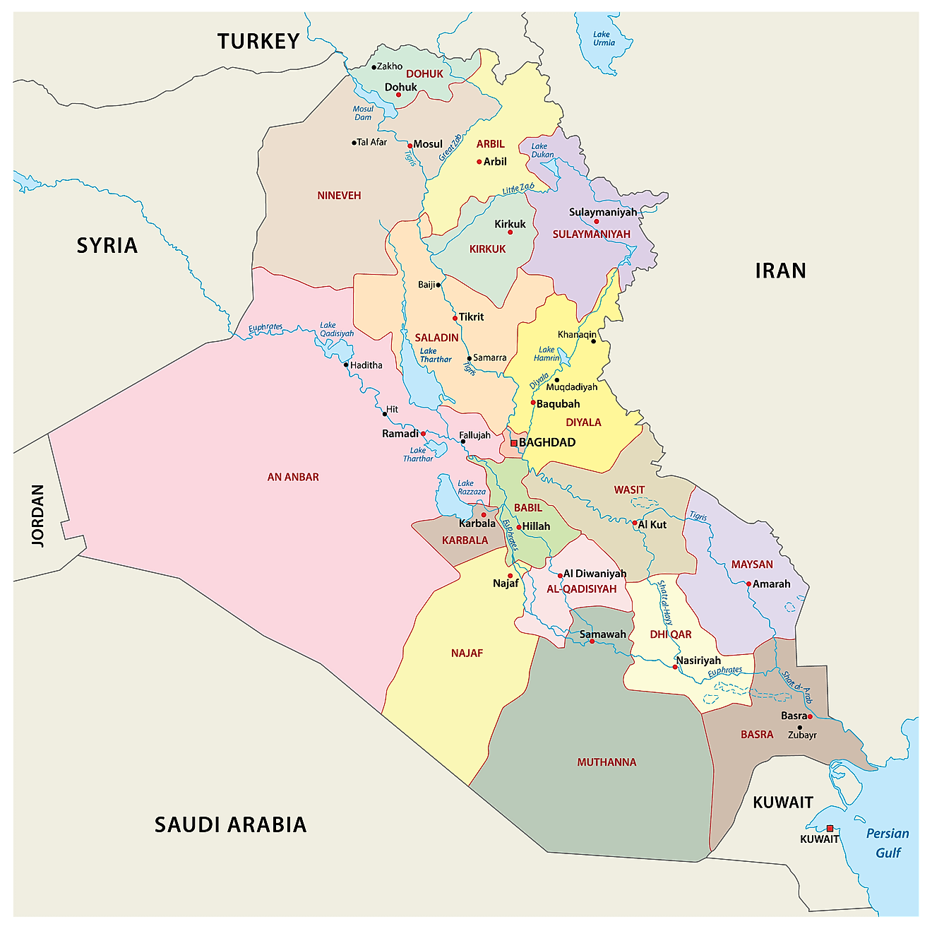 Governorates of Iraq Map