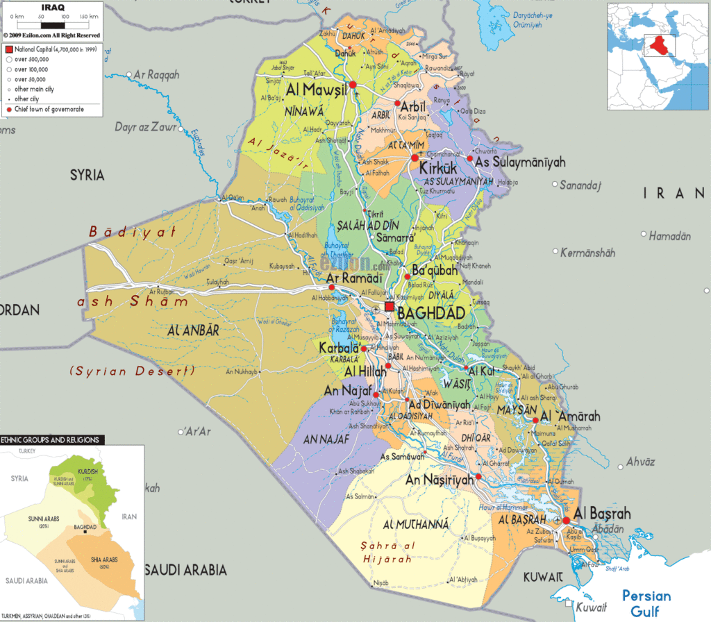 Iraq political map.