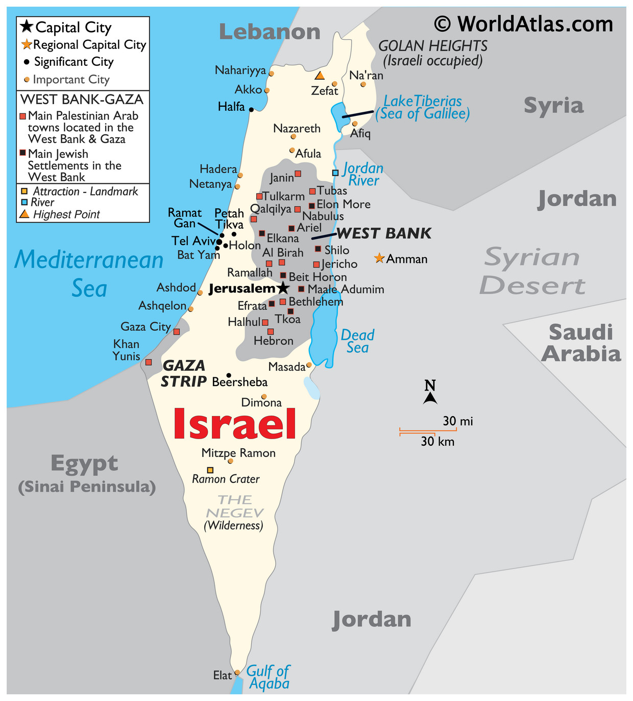Bản đồ vật lý của Israel