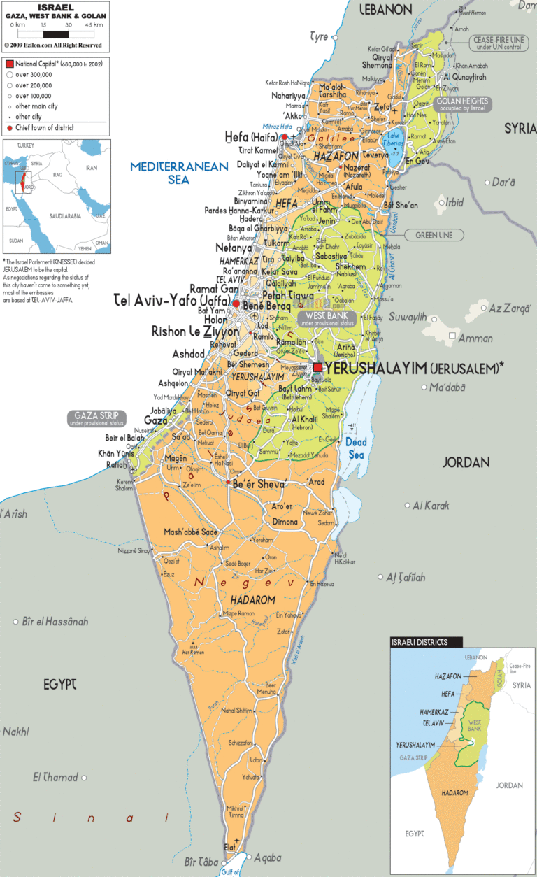 Bản đồ hành chính Israel khổ lớn