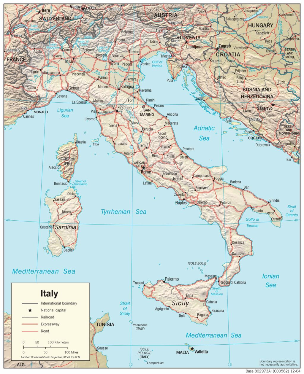 Bản đồ vật lý nước Ý