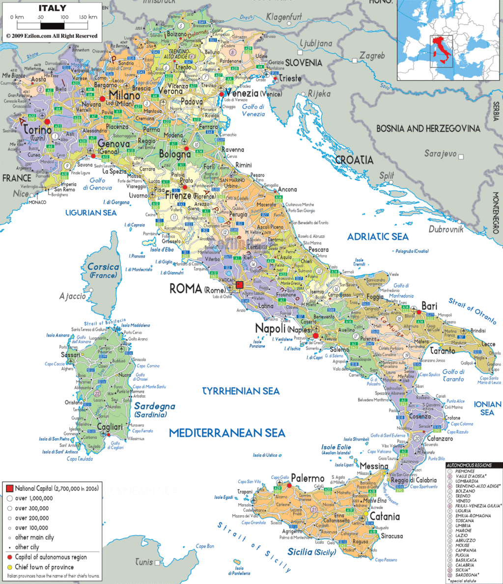 Bản đồ hành chính nước Ý
