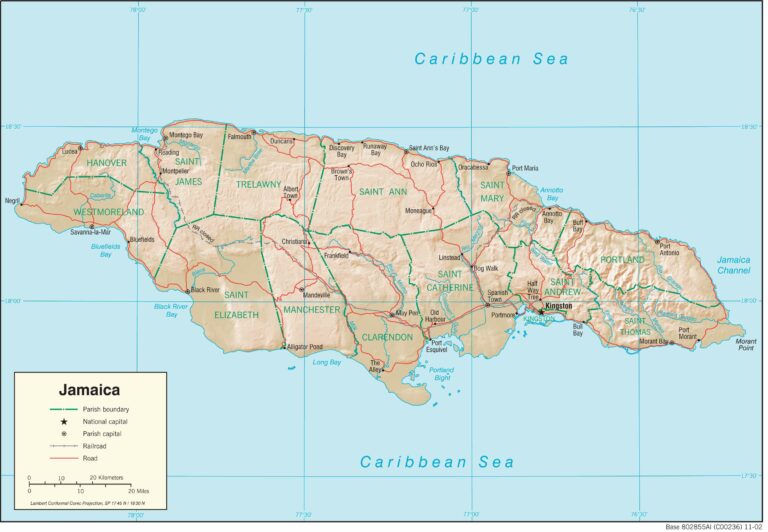 Bản đồ địa lý Jamaica