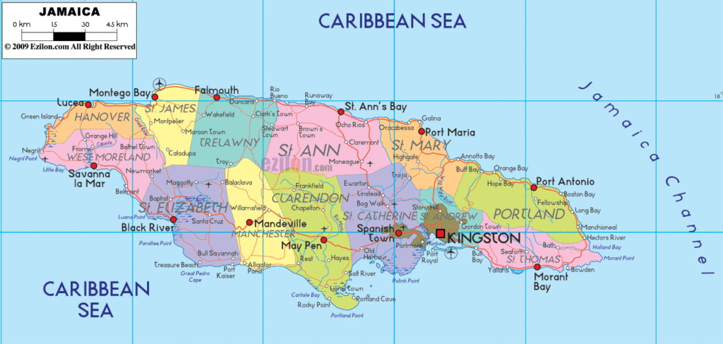 Bản đồ hành chính Jamaica