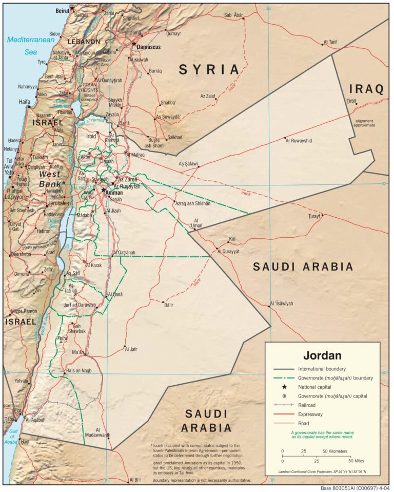 Bản đồ địa lý Jordan