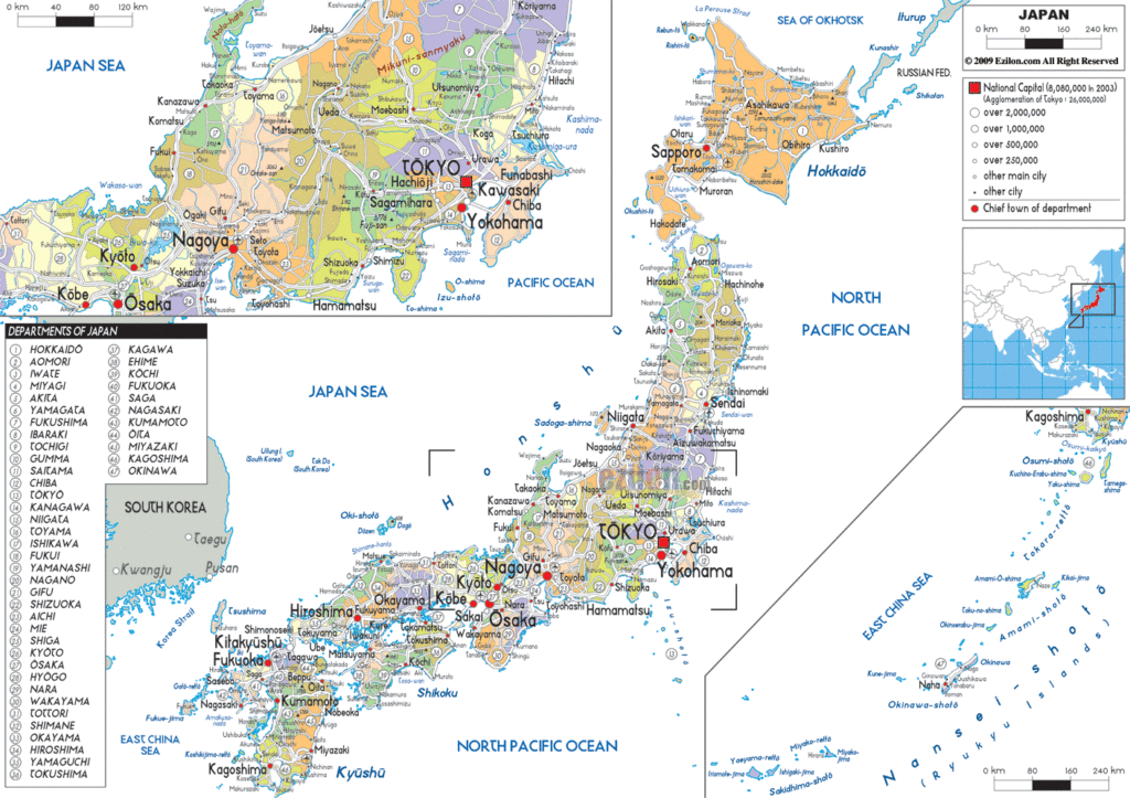 Japan political map.