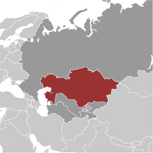 Bản đồ vị trí của Kazakhstan