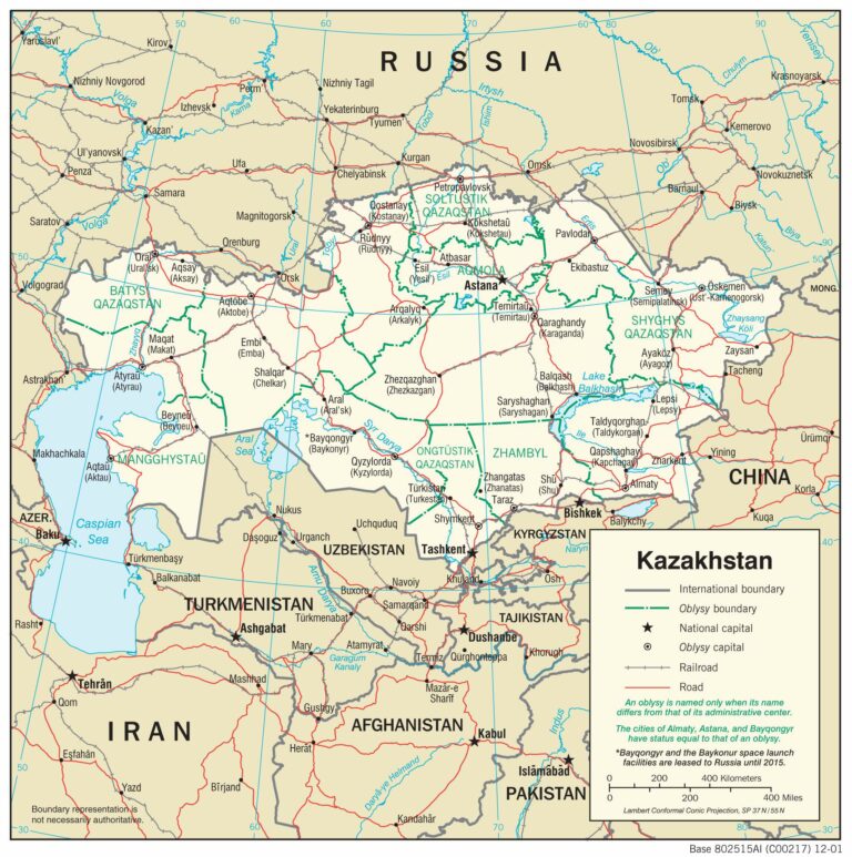 Bản đồ giao thông Kazakhstan