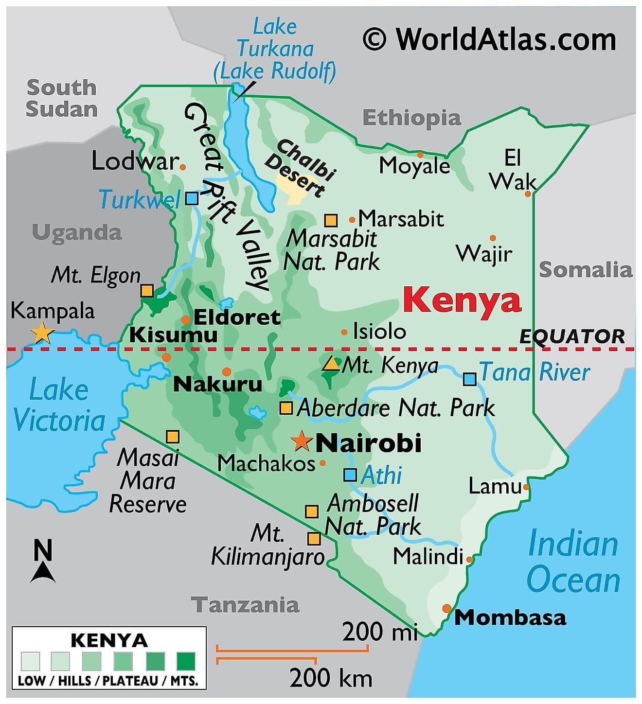 Bản đồ vật lý của Kenya