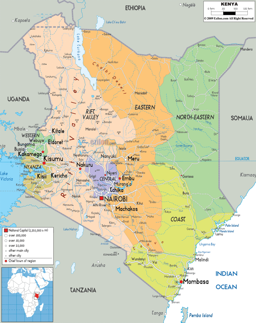 Bản đồ hành chính Kenya