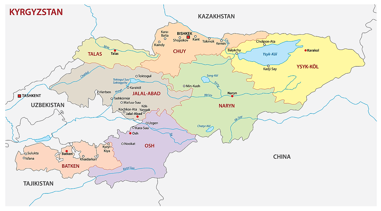 Regions of Kyrgyzstan Map