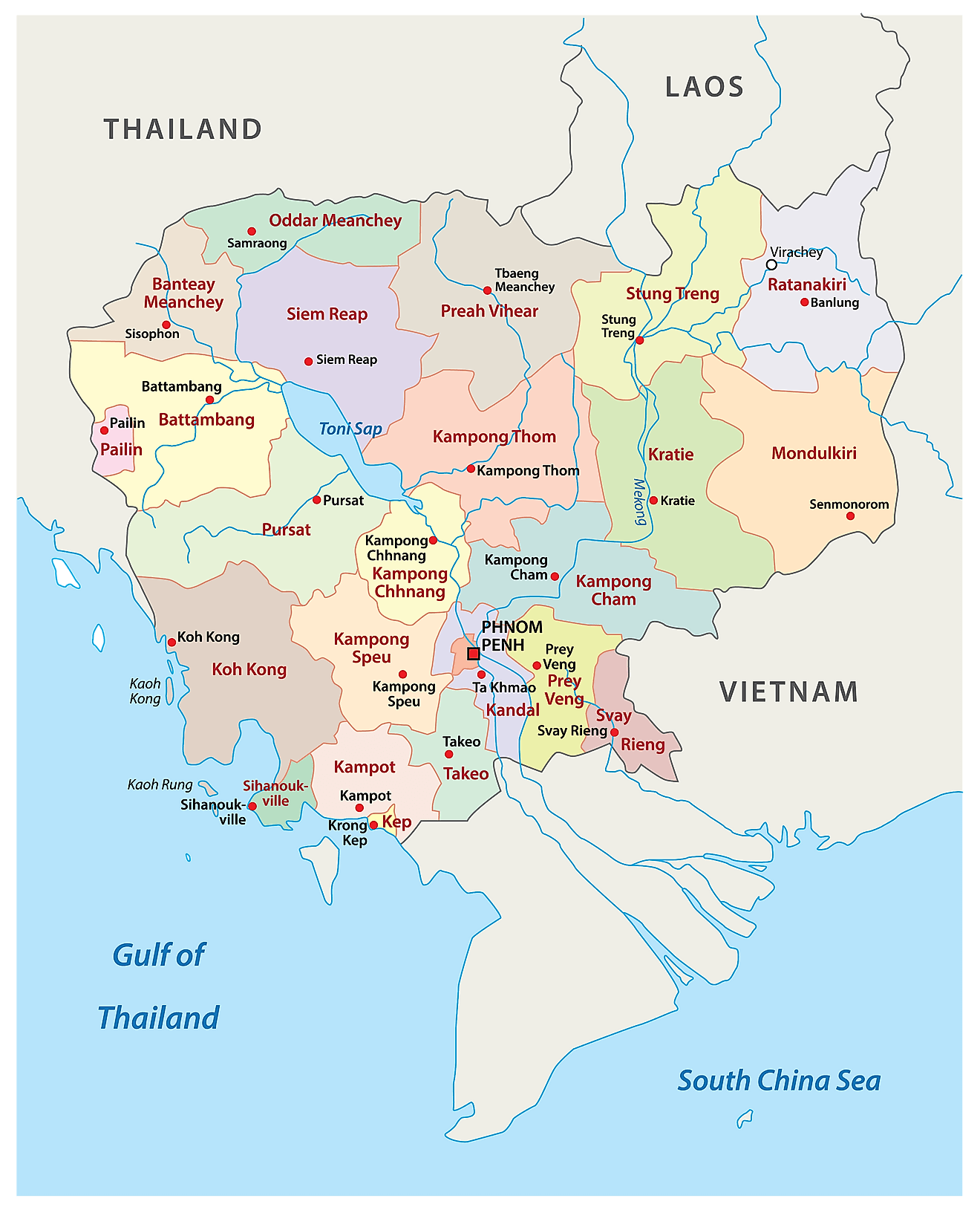 Bản đồ các tỉnh của Campuchia